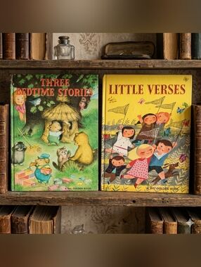 Vintage Big Golden Books Lot: Three Bedtime Stories & Little Verses Hardback